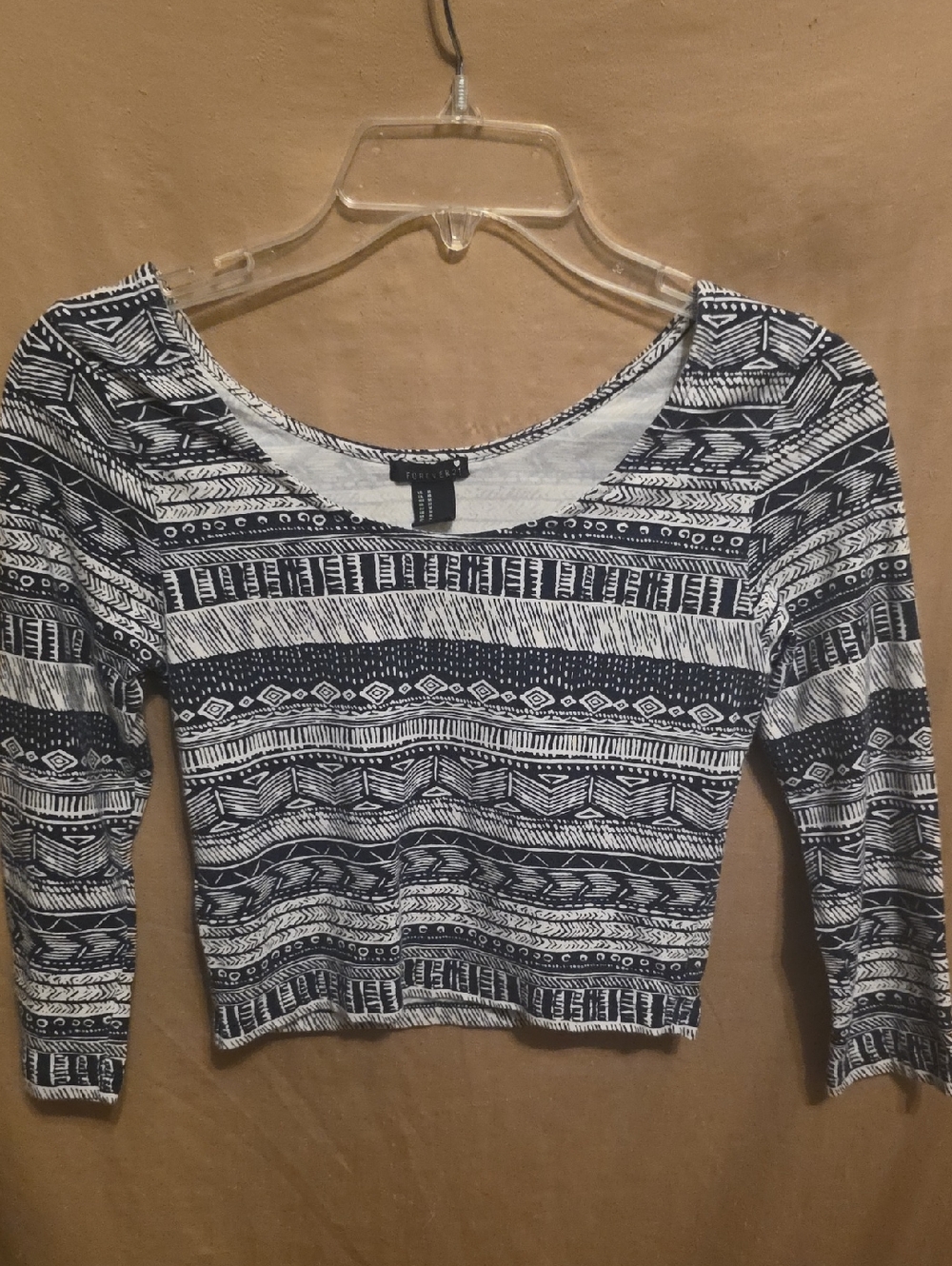 3/4 Sleeve Knit Crop Top M